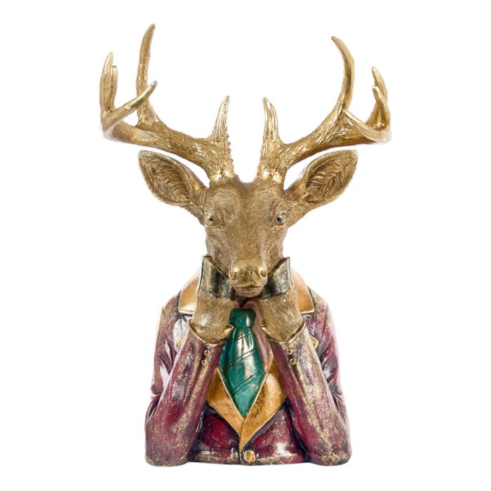 BUSTO CERVO ORO RESINA